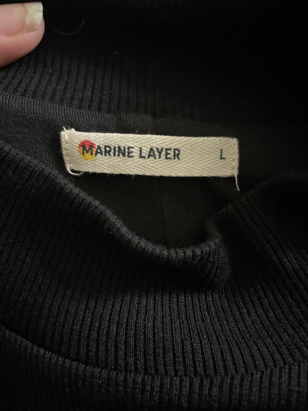 Marine Layer Black Lexi Rib Mock Neck Midi Dress - Picture 6 of 7